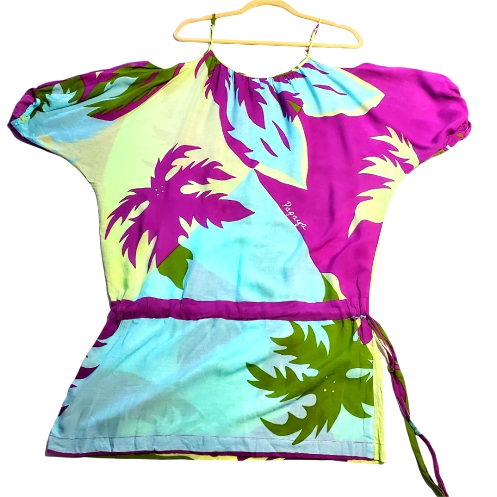 Tropical coldshoulder tunic dress